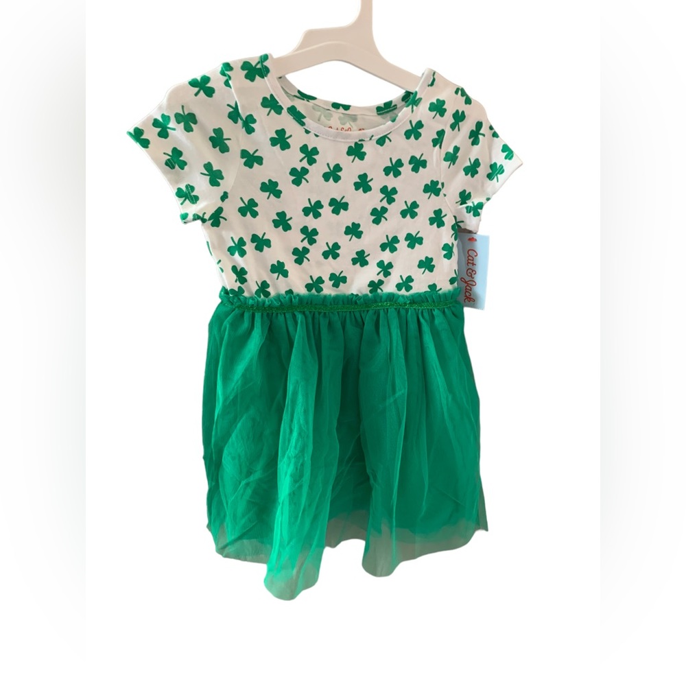 St Patricks Shamrock Clovers Tutu 3T Cat &Jack Dress Girl Toddler